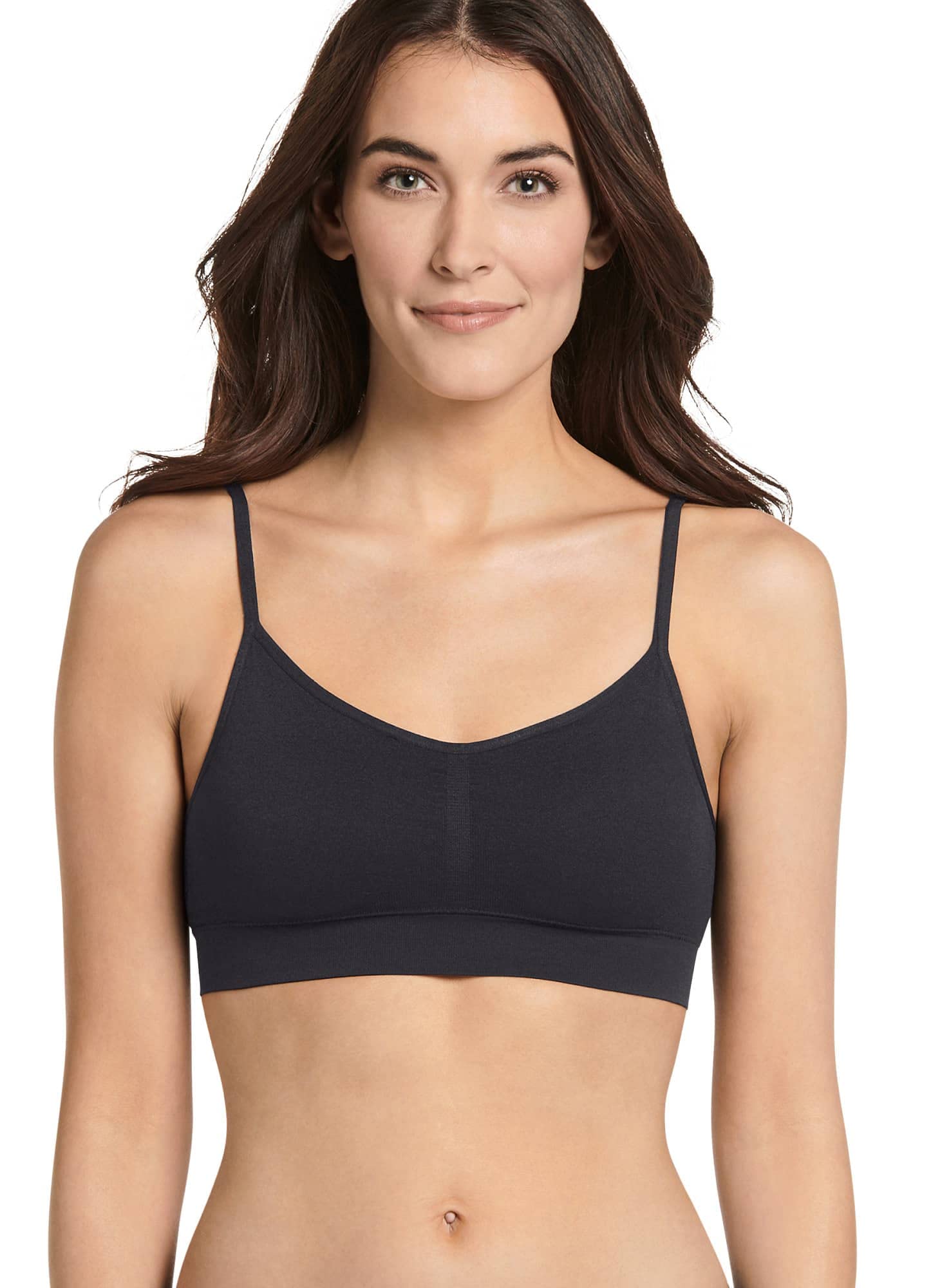 Jockey Womens Bra Modern Micro Seamfree Cami Strap Bralette, Black, S